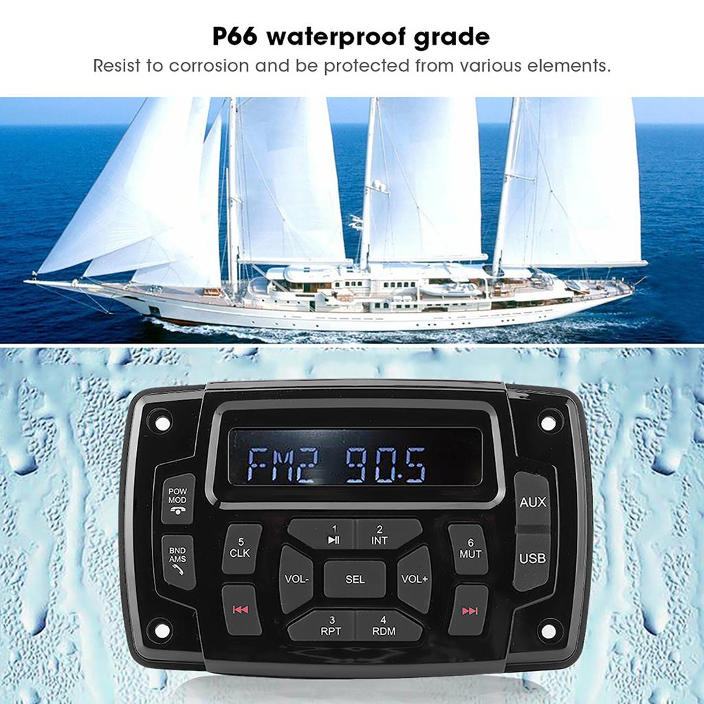12V MP3 Player Bluetooth FM AM Stereo Receiver IP66 Waterproof Accessory for Marine Boat Bluetooth MP3 Boat Radio Waterproof MP3