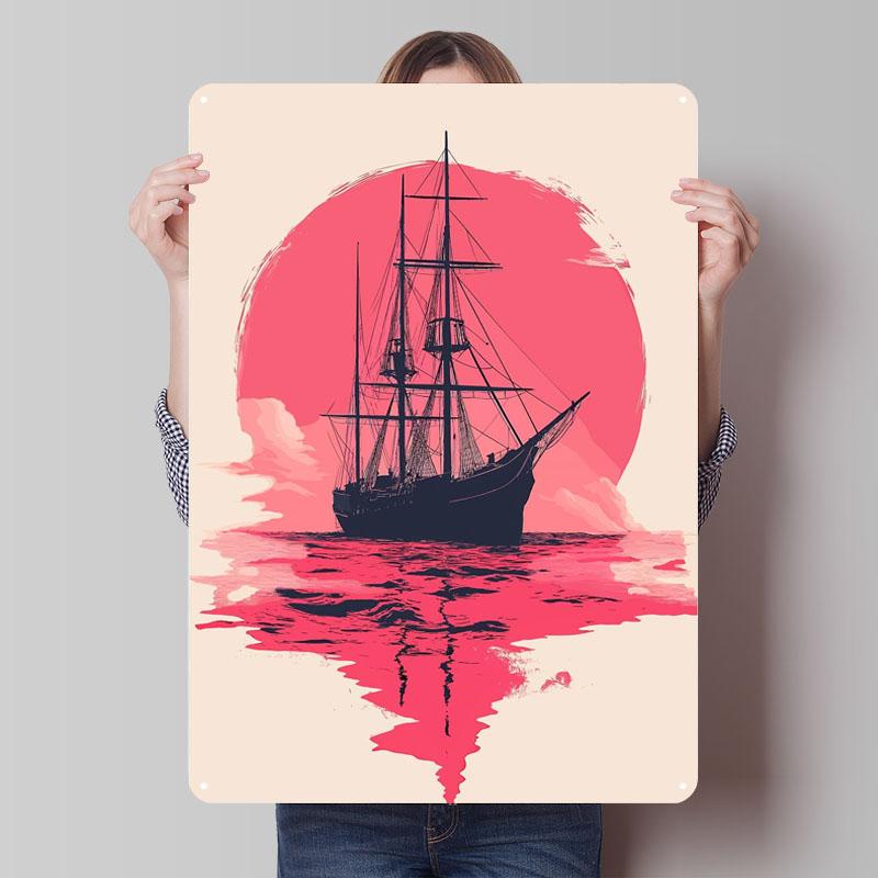 Sailing Into Sunset Metal Signs Vintage Poster Coffee Bar Accessories Custom Tinplate Sign for Wall Art Decoration Retro Decor