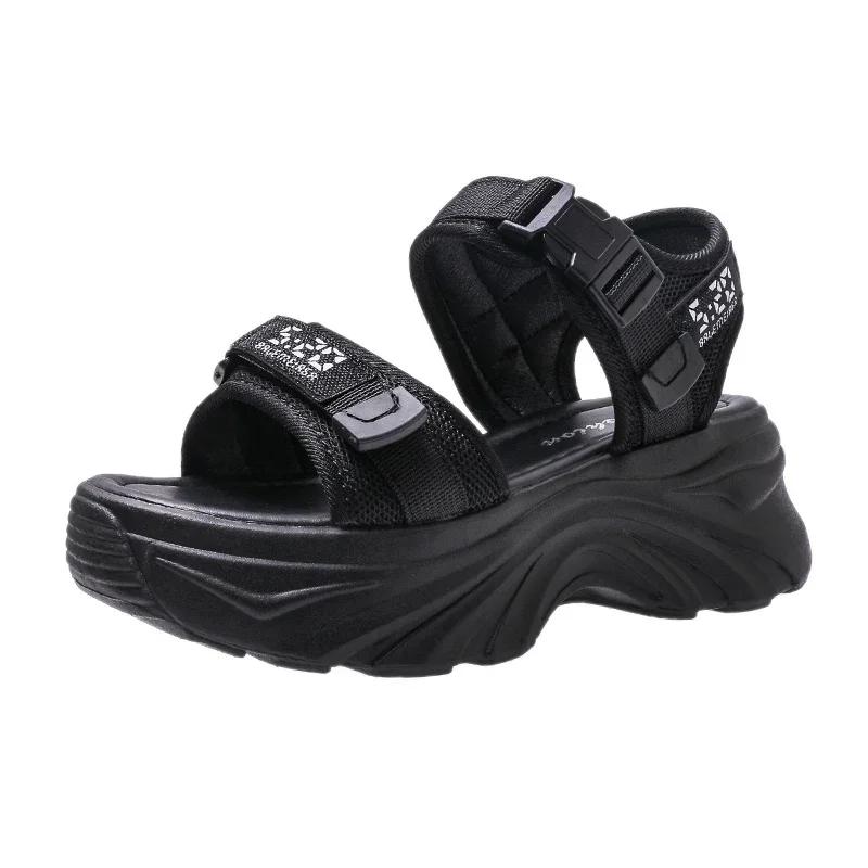 Модные сандалии на платформе Rimocy для женщин Лето 2025 Толстая подошва Женские сандалии для ходьбы Массивные Нескользящие Пляжная обувь Женщина