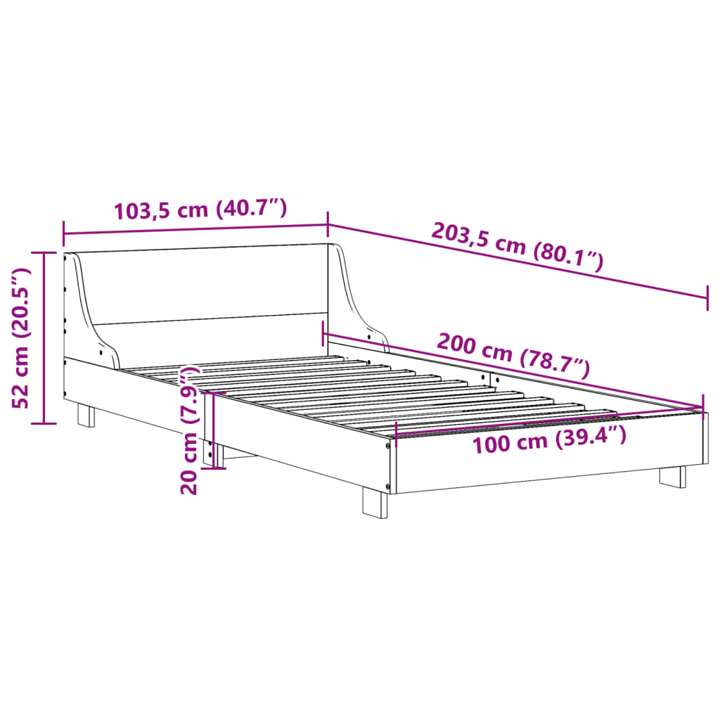 Solid Wood Bed Frame without Mattress Wax Brown 100x200 cm Pine Wood