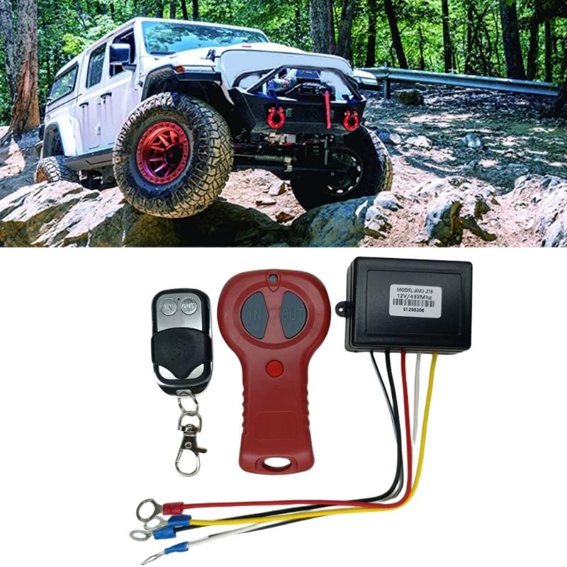 Wireless Winch Remote Control Kit Winch Control System for Truck SUV Universal 12V 315/433.92MHZ 50Ft/15M ATV Accessory