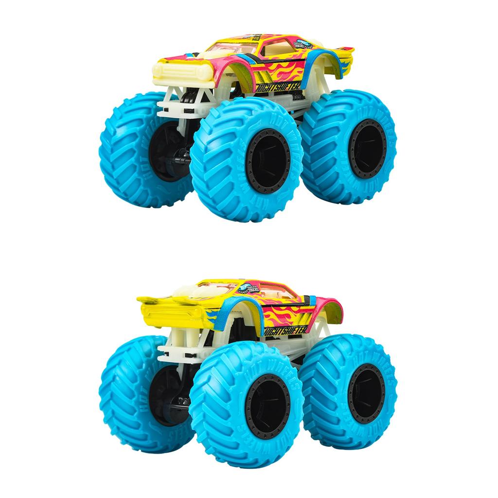 Hot Wheels Monster Truck Assortment JFX08-986F Light-Up 1/64 Scale 6-Piece Box Set Bone Shaker Twin Mill Piranha Hotweiler Vehicles Toys