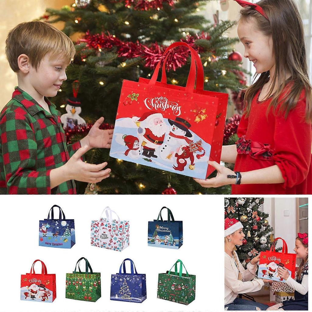 Qocolhg 10 Pack Extra Large Christmas Gift Bags, Reusable Tote Bags with Handle Non-Woven Christmas Grocery Shopping Totes for Holiday Xmas, 12.8 *