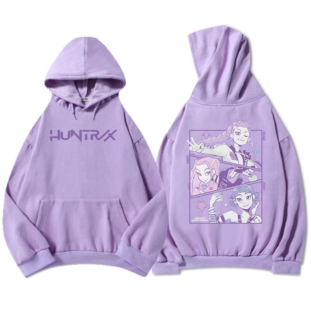 Men Women KPop Demon Hunters Graphic Hoodies Sweatshirts Fleece Warm Hooded Pullovers Long Sleeves Fleece Oversized Street Wear