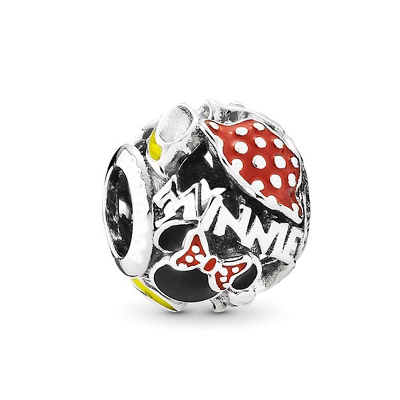 925 Silver Mickey Mom Minnie Clip Stitch Charms Bead Fit Bracelets DIY Women Jewelry