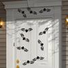 12Pcs Halloween 3D Bat Decoration Spooky Black Bat Ornament Home Office Bathroom Hollow Bat Shape Background Wall Sticker