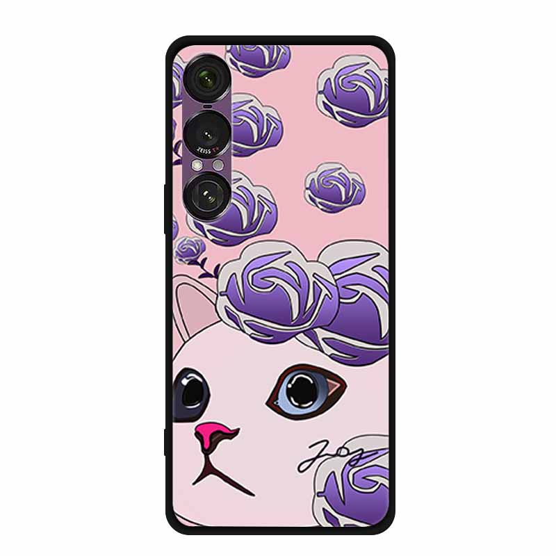 For Sony Xperia 1 VII VI V IV II III Case Soft Silicone Bumper 3D Flowers Emboss Phone Cases for Sony Xperia 1 VII Back Covers