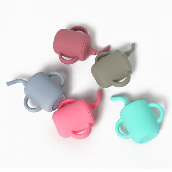 Yousheng 180 мл обучающая чашка для питья безопасная с крышкой соломинка идеальная посадка противокапельная силиконовая чашка с двойным ухом детская чашка-непроливайка детские аксессуары