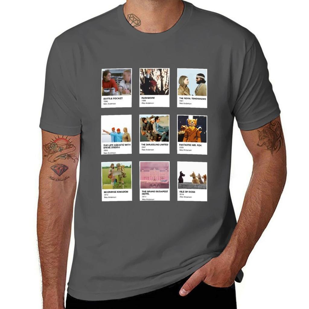Pantone Wes Anderson in a black background TShirt Festival Casual Short Sleeve