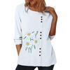 Fashionable White Cotton Top with Various Printed Designs for Women, Round Neck, and Long Sleeves