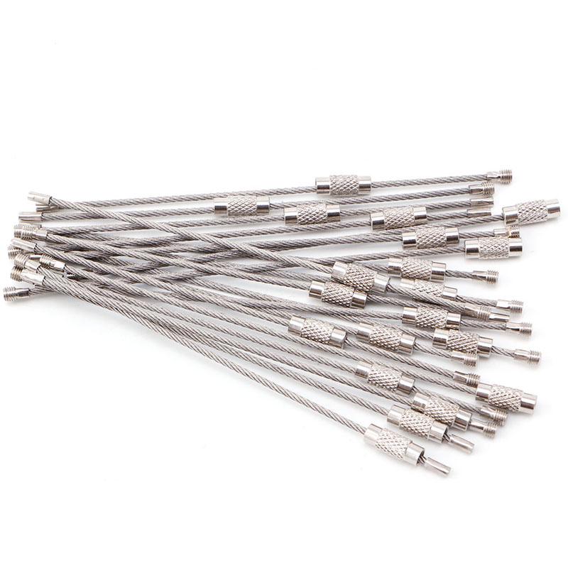 10Pcs Wire Rope Outdoor Hiking Wire Keychain Cable Key Ring Wire Lock Key Chain Stainless Steel