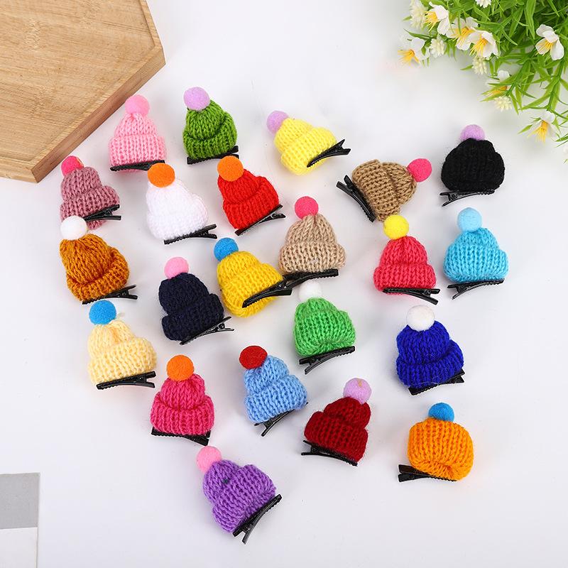 Korea Creative Headdress for Children Colorful Hairpins Cute Mini Barrettes Hair Grips Wool Knitting Hat Hair Clips
