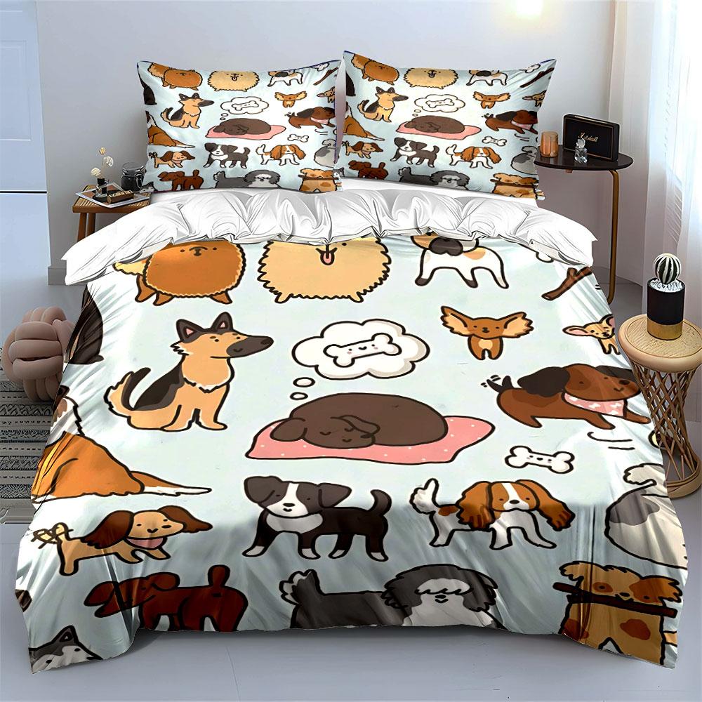 Cartoon Dogs Bedding Set Bedding Duvet Cover Set Duvet Cover Pillowcases  (1 * Duvet Cover 2 * Pillowcases, without duvet insert)
