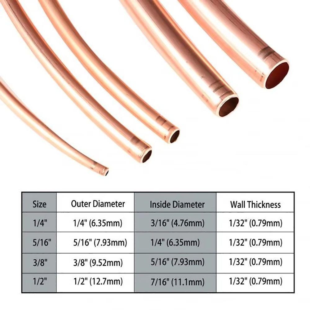 1Pcs New 1 Meter Copper Tube Coil 99.9% Pure Copper Soft T2 Copper OD 2-12mm ID 1-10mm Wire Pipe Airs Conditioner Cooling