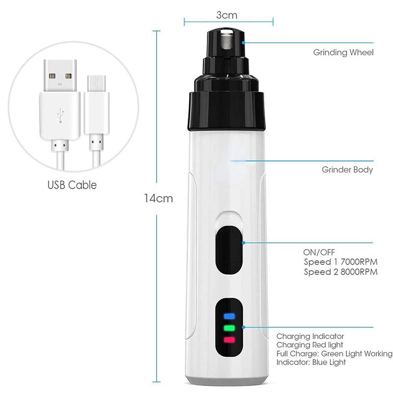 Безболезненная зарядка через USB, шлифовальные станки для ногтей для собак, перезаряжаемые кусачки для ногтей для домашних животных, тихие электрические инструменты для ухода за ногтями для собак и кошек, триммеры