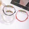 3Pcs/set Love Heart Couple Bracelet Colorful Friendship Braided Rope Rainbow Beaded Bracelet Party