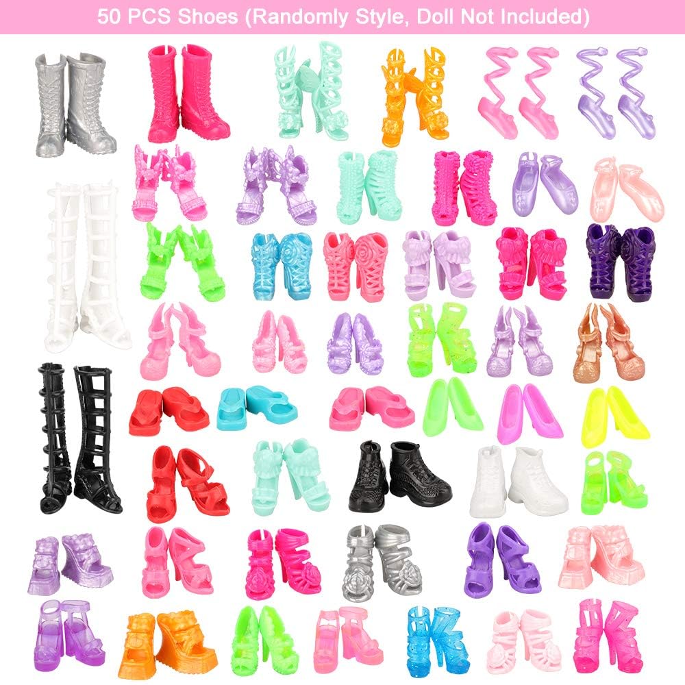 Barwawa 30cm Doll Clothes 62 Sets 4 Random Dresses 4 Dresses 4 Mermaid Dresses 10 Shoes 40 Accessories Suitable for Scale Dolls Day Gift - + One-Piece