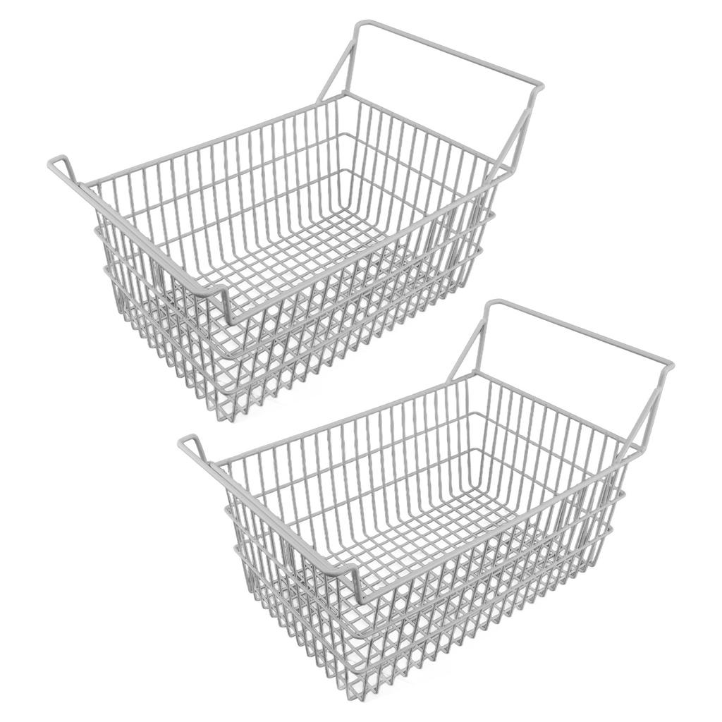 2pcs Freezer Baskets for Chest Freezer Household Wire Storage Basket Bins Organizer with High Low