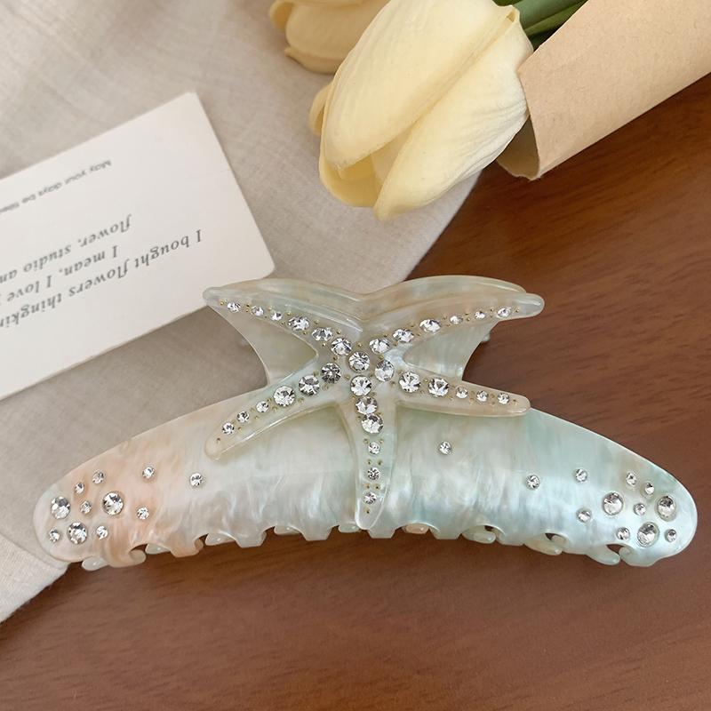 Starfish Hair Claw For Women Rhinestone Acetate Claw Clip Vacation Jewelry Hair Clip Trendy Claw Clips Hair Accessories