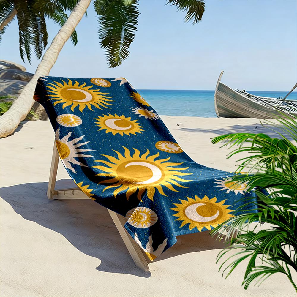 Sun and Moon Pattern Beach Towel Beach towel quick-drying for travel outdoor sports jogging beach and swimming