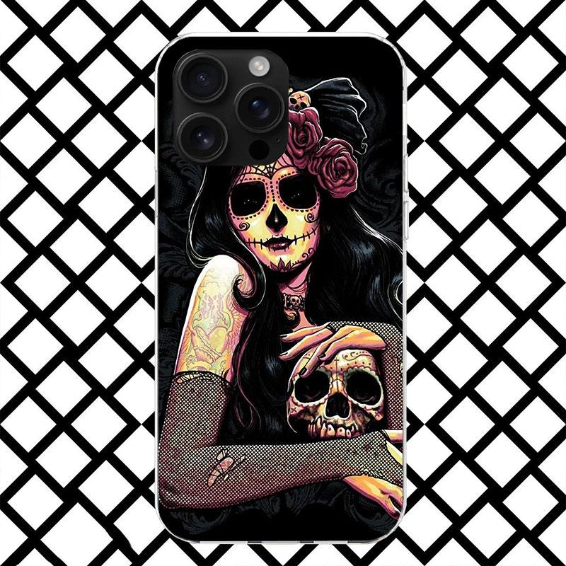 Чехол для телефона Catrina Beautiful Rose Girl Skull для iPhone 17 Air 16 16E 15 14 Plus 13 Mini 12 11 Pro Max 7 8 + SE 2020 Мягкий чехол