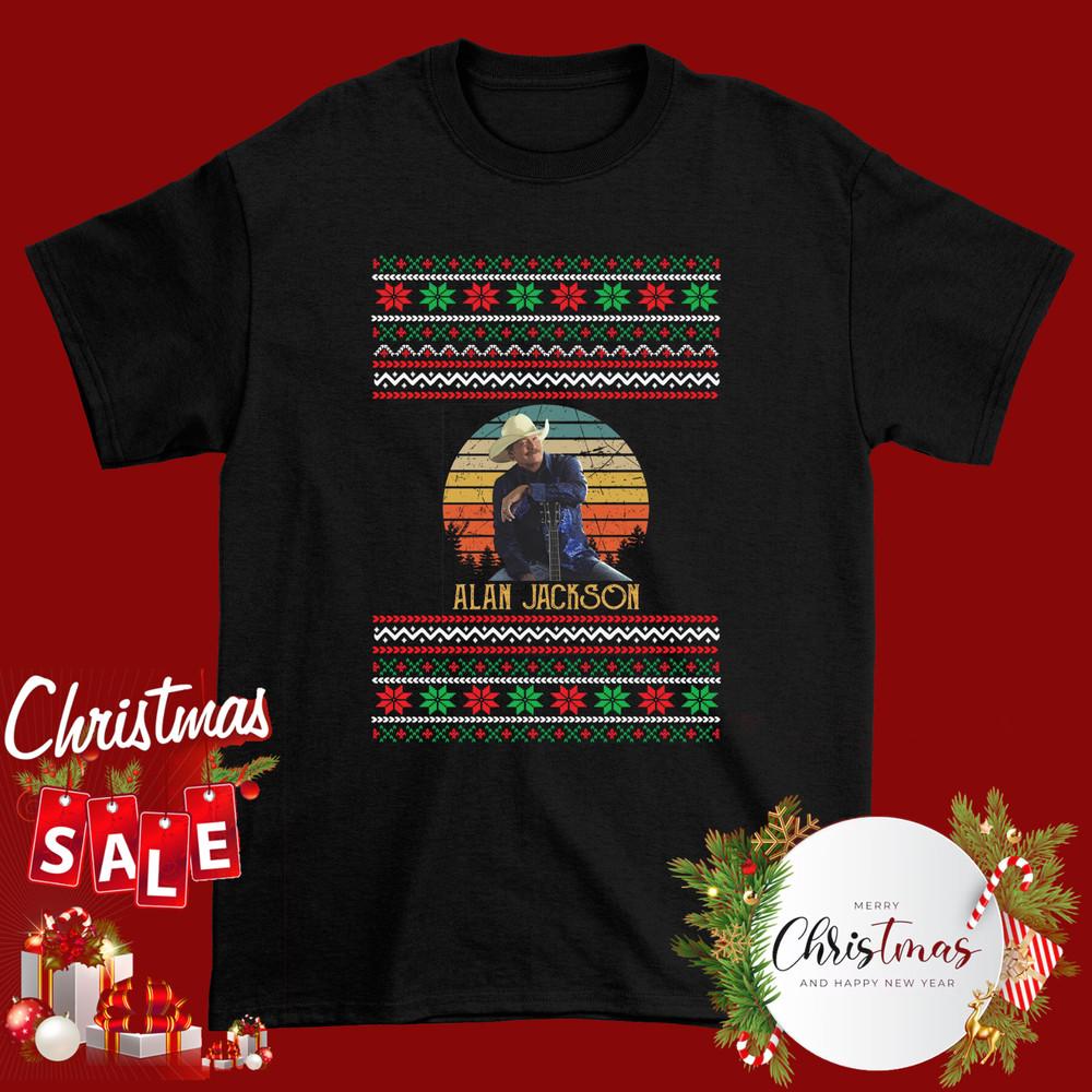 Alan Jackson Black Cotton Christmas Shirt All size S-5XL AD768 Unisex T-Shirt