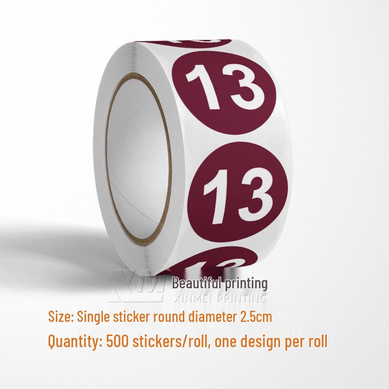 Самоклеящиеся круглые наклейки с номерами 1-33 – Цветные этикетки-идентификаторы в рулоне