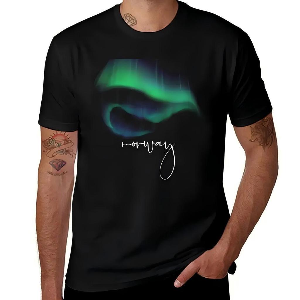 Norway Northern Lights Aurora Borealis Black T-Shirt