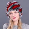 Женская зимняя меховая шапка из кроличьей шерсти Рекс, вязаная спиральная утолщенная теплая шапка с ананасом