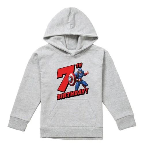 Captain America Childrens/Kids 7th Birthday Heather Pull Over Hoodie