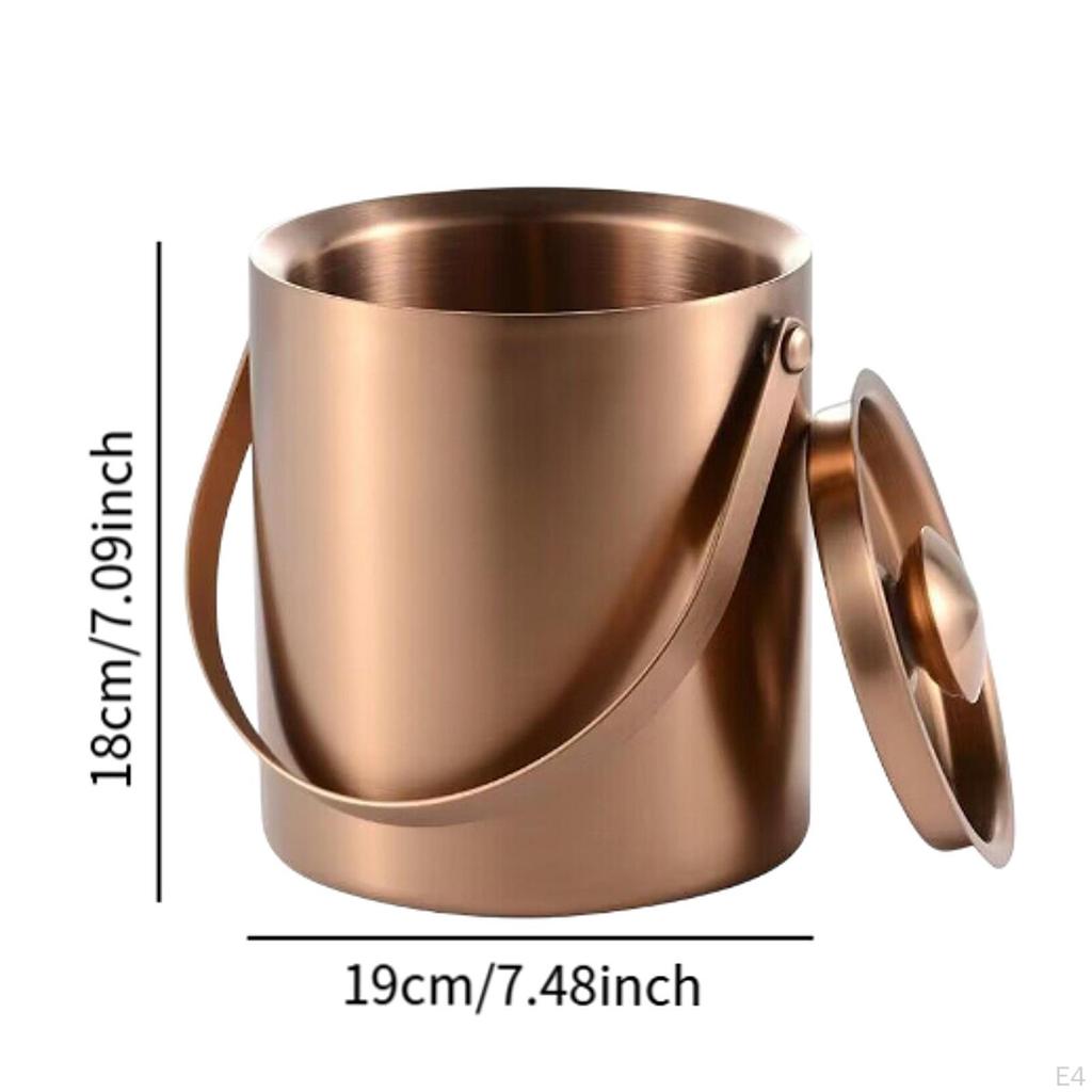 Double Wall Ice Bucket Beverage Chilling Container Keeps Cold and Dry with Lid Champagne Cooling