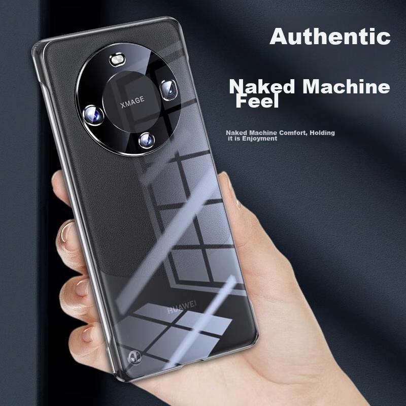 POZZO Phone Case for Huawei Mate60 Pro, for Huawei Mate60 Pro+, Borderless Transparent Heat Dissipation Light High-Definition Anti-Drop Yan Dan Black