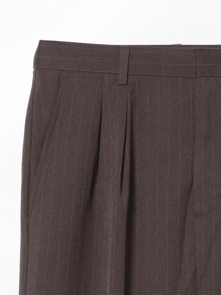 Beams Heart Men's Striped 2-Puck Wide Leg Pants, Brown, Size L