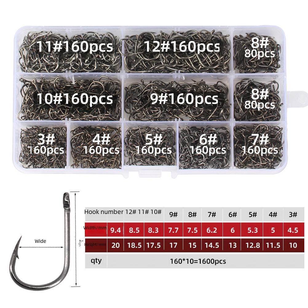 Рыболовные снасти в коробке, 1600 предметов: Рыболовные крючки Ise Ni с зазубринами и отверстиями