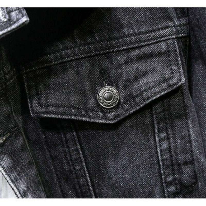 Men's Versatile Denim Jacket for Spring and Autumn, Loose Fit Plus Size Cargo Jacket Denim Casual Streetwear Denim Jacket Men's Daily Wear Outerwear