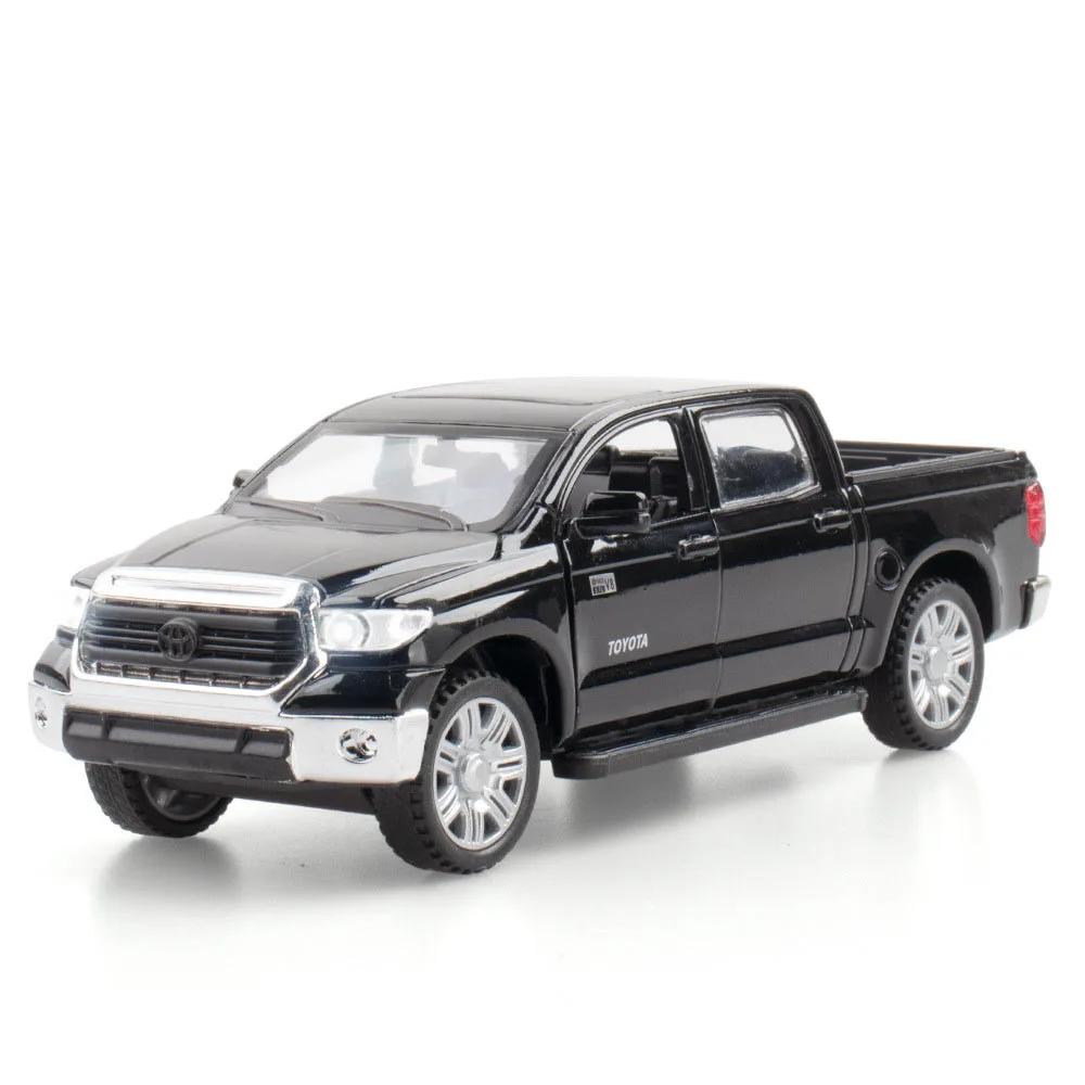 1:32 Tundra Miniature Toy Model Cars Alloy Diecast Pickup Truck 4 Doors Opened Sound Light Pull Back Off-road Vehicle Kids Gifts