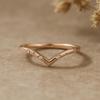 Chevron V Shape Ring with Tiny CZ Stones, Minimalist Stacking Band, Dainty Rose Gold Plated Silver Jewelry for Women