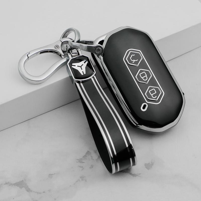 Premium Soft TPU Car Key Case Cover Shell for SGMW WULING Airev Baojun KiWiEV Bingguo SUNSHINE MINI EV Key Rings Keychain Bag