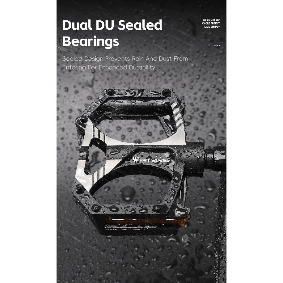 WEST BIKING Ultralight Bicycle Pedals Dual DU Sealed Bearings Nylon Anti-Slip 9/16" Universal Thread MTB BMX Road Bike Parts