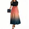Women's Fashion Casual Belted Short Sleeve Round Neck Printed Elegant Temperament Dresses