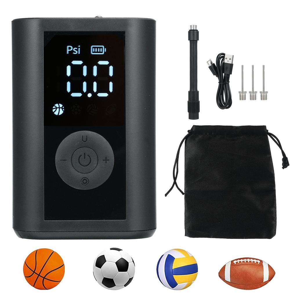 Electric Pump, 0-15PSI Portable Inflator with Auto Off and LCD Display, with Built in Needle, for Basket Volley Soccer Base