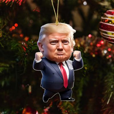 7 шт. рождественских украшений Трампа, 2D, плоские акриловые, мультяшные, подвесные украшения для рождественской елки, рюкзаки, подарки для поклонников Трампа