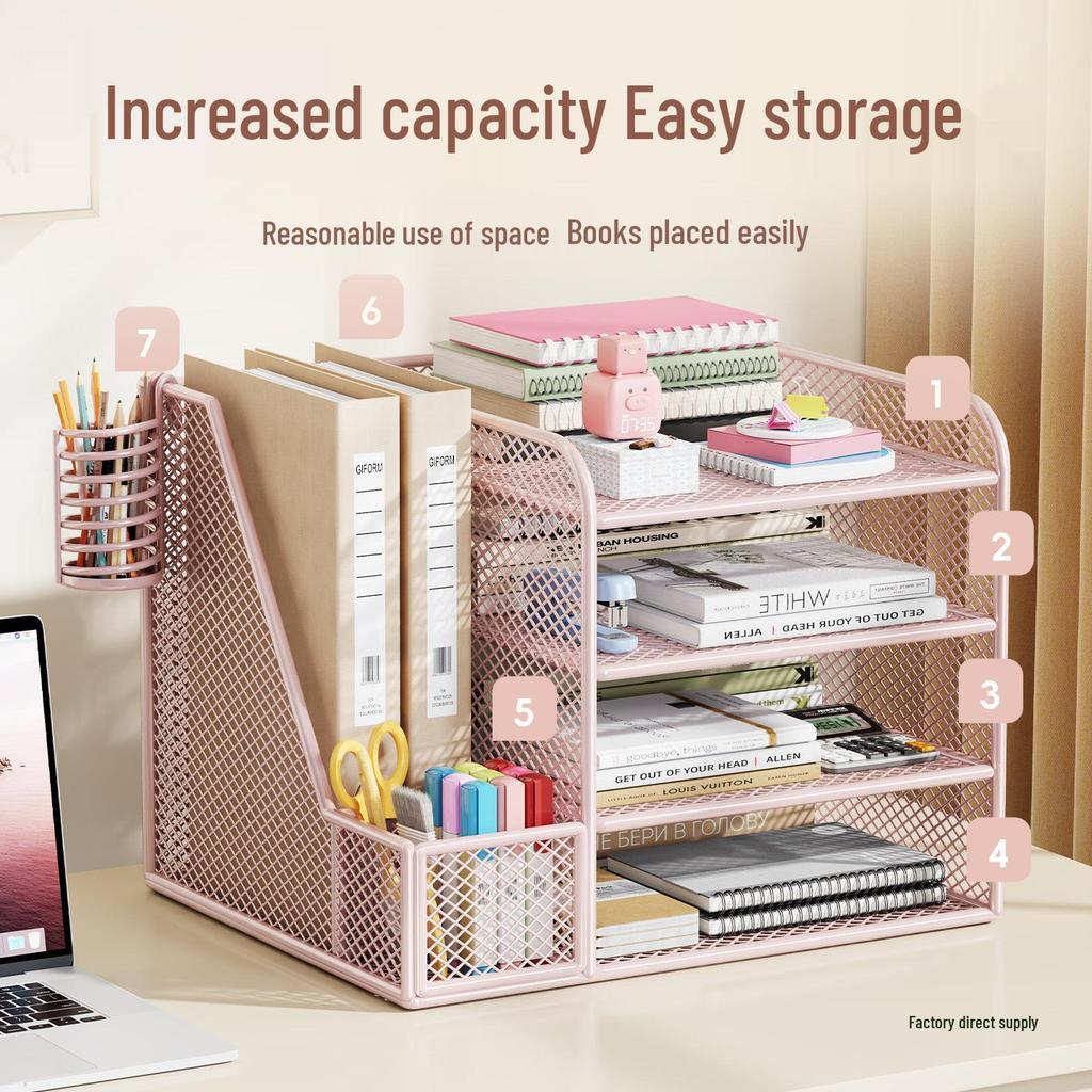 Desktop Metal File Organizer: Office Supplies Storage Rack and Data Archive Solution