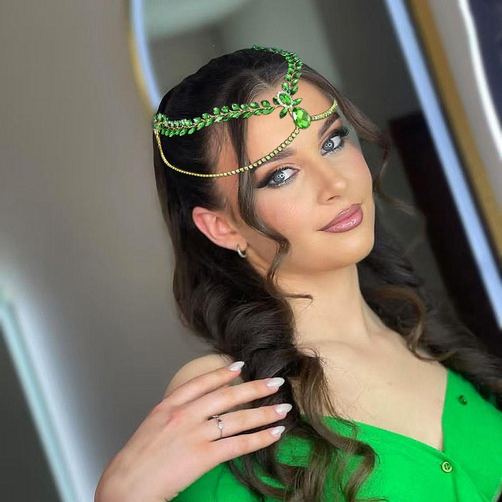 Exquisite Bride Forehead Head Chain Shining Woman Headwear Pageant Tiara  Dance Party