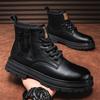 High Quality Casual Leather Boots Men Comfy High Top Casual Chunky Boot Luxury Shoes Designers Antiskid Side Zipper Outdoor Shoe