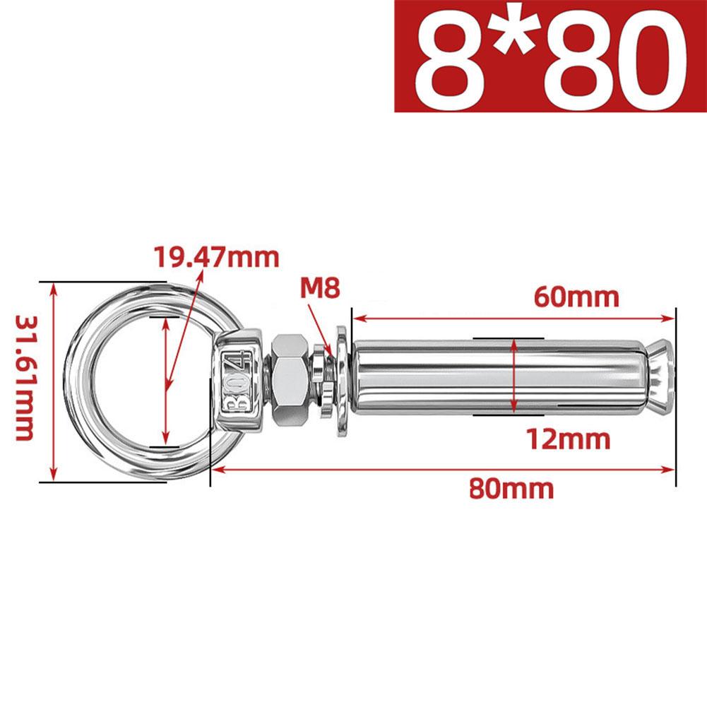 304 Stainless Steel Expansion Bolts with Eye Screws and Rings for Reliable Wall Fixing 6810mm Length Available