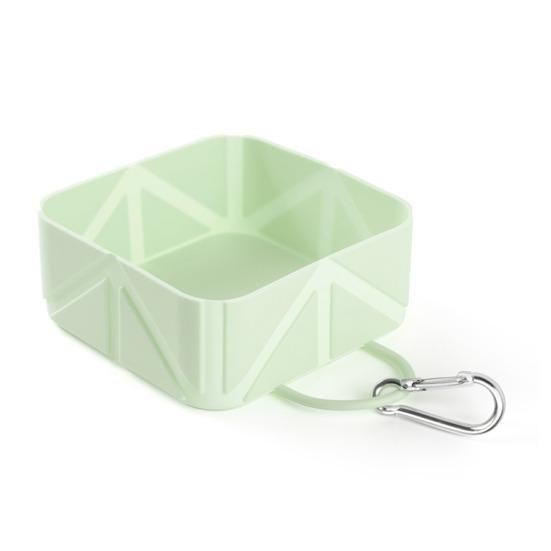 Силиконовая складная миска для домашних животных, портативная кормушка для собак 500 мл, нескользящая квадратная миска для кормления с карабином, многофункциональная дорожная миска для собак