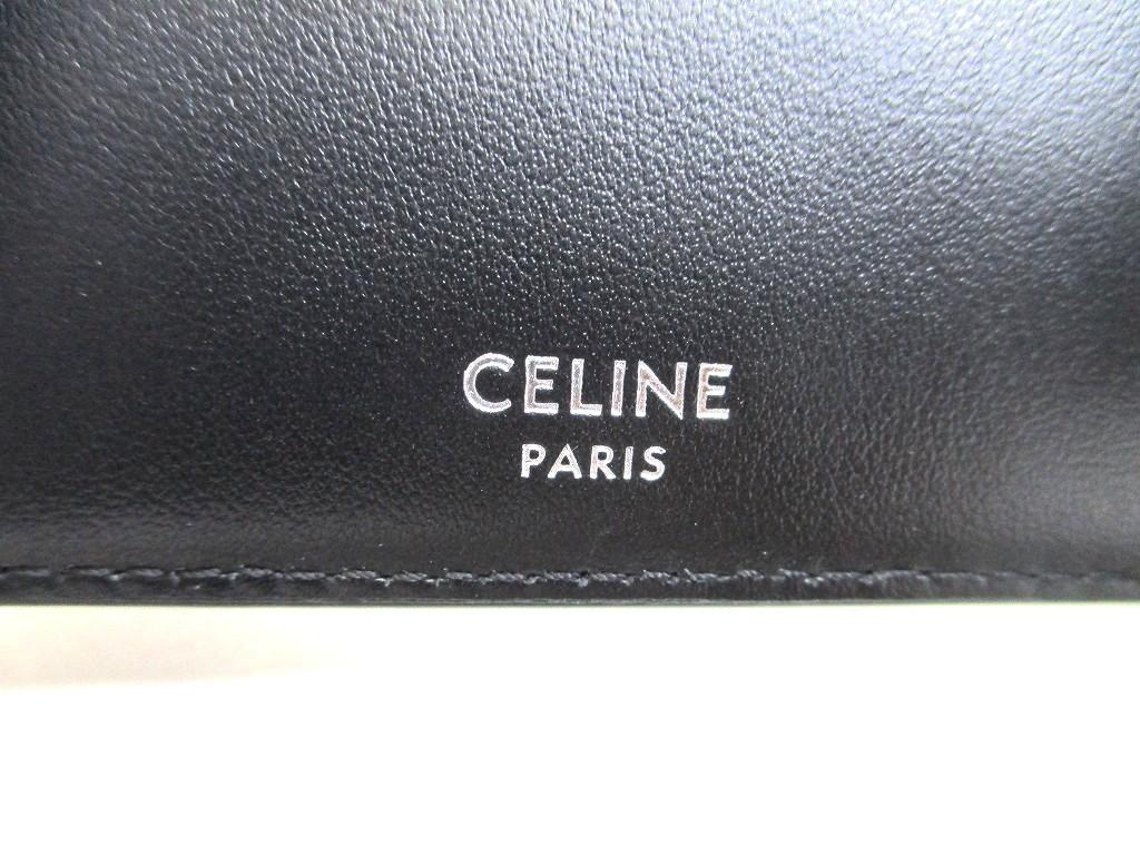 Оригинальный складной кошелек CELINE Trionf из канваса и черной кожи, компактный кошелек #b123 Восстановленный продавцом