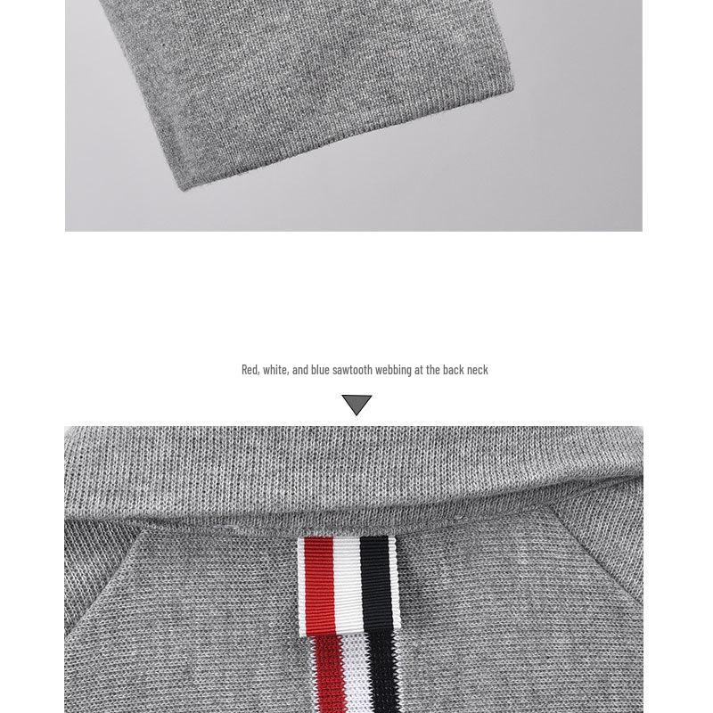 2025 Autumn Korean Casual Striped Raglan Sleeve All-Cotton Zipper Jacket