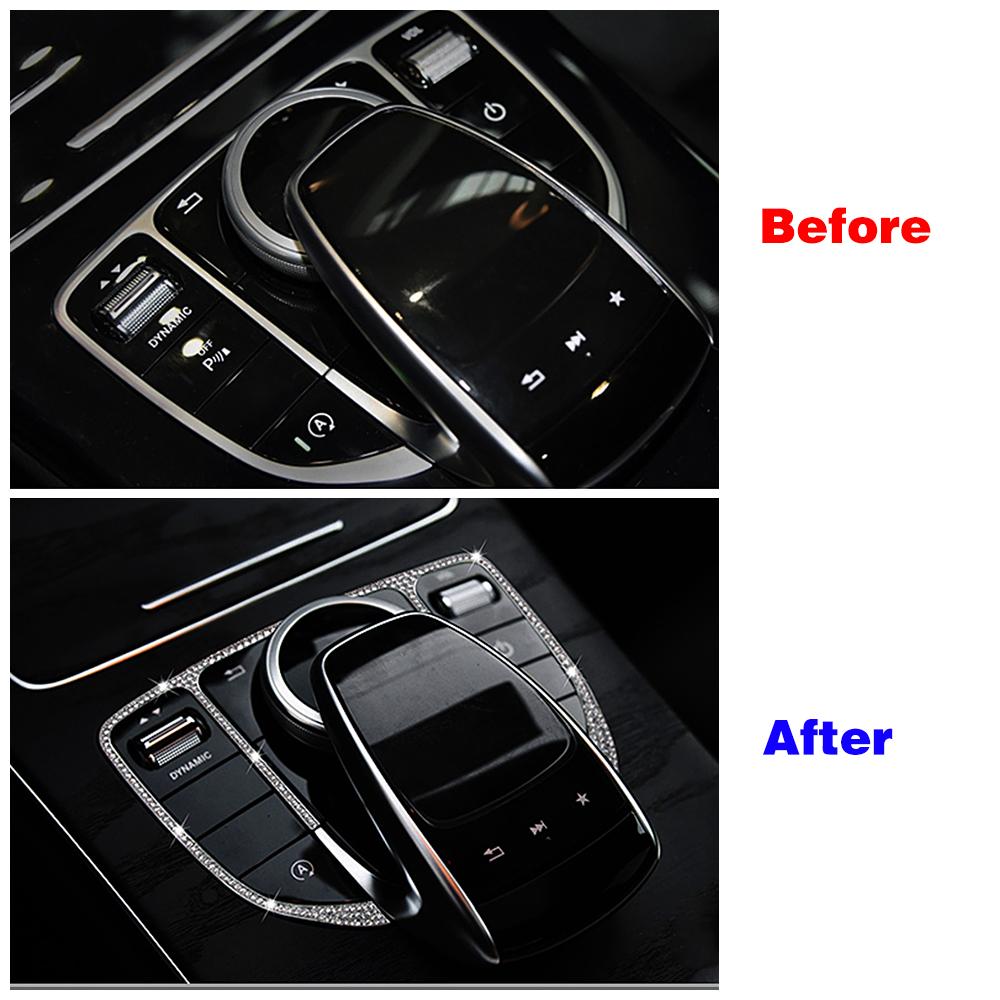 For Mercedes Benz E Class W213 2016- Central Console Mouse Adjust Button Switch Refit Artificial Crystal Diamond Decal